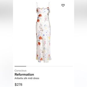 Reformation Aribella Silk dress in perfect condition!